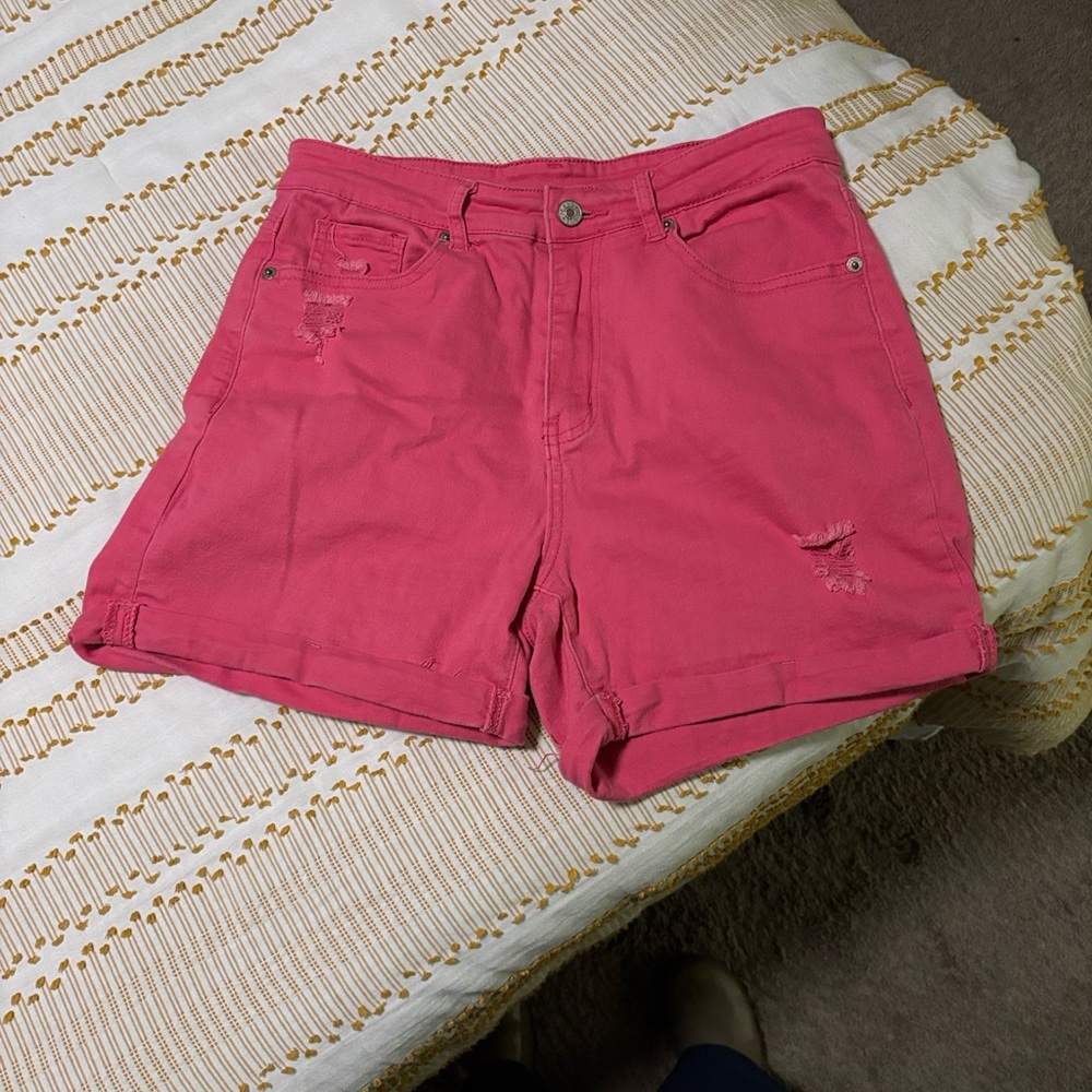 Women’s Pink Casual Rolled-Hem Shorts